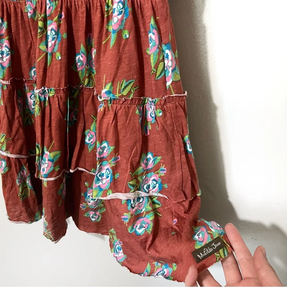Matilda James Looks To Frill Floral T shirt Dress w Ruffled Skirt Sz S - Picture 3 of 7
